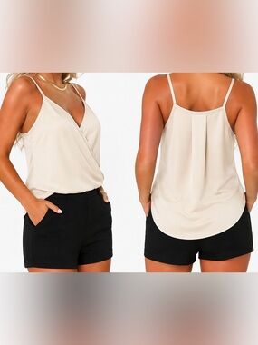 🤍 Satin Wrap Cami Tank | Cream | SIZE SMALL | NWOT